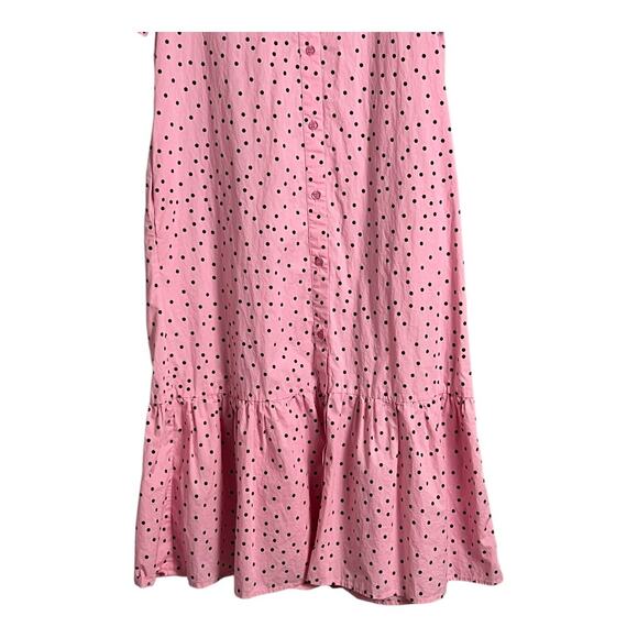Joh. Cotton Polka Dot Short Sleeve Short Dress Pink Women's M Barbiecore Girly - Picture 3 of 7